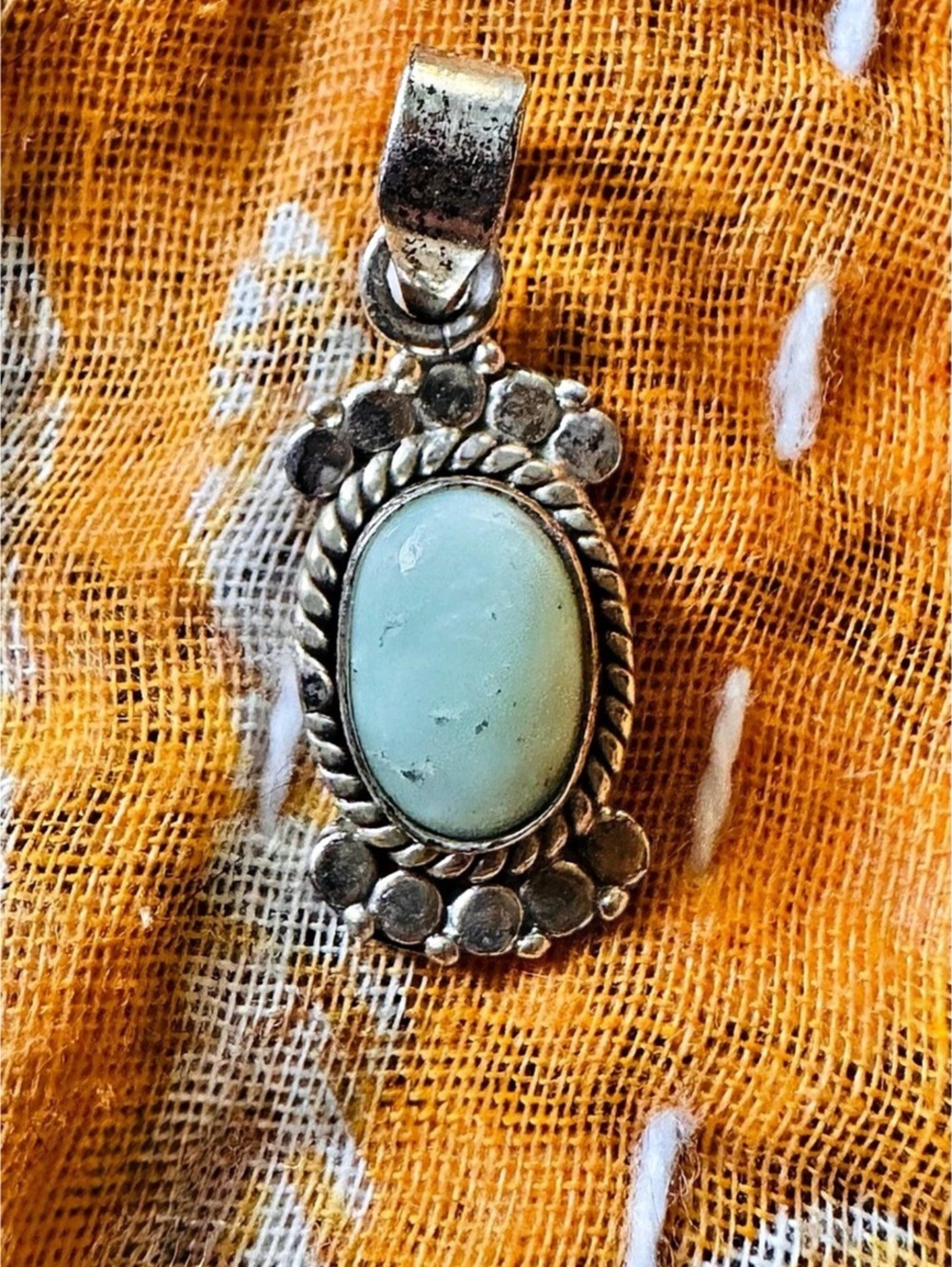 925 Sterling Silver Native Palomino Turquoise Pendant